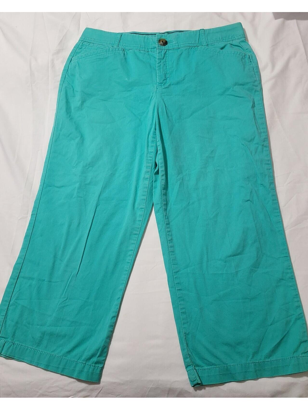 Christopher & Banks Cropped Pants Womens Size 10 Medium Turquoise Capri Comfort